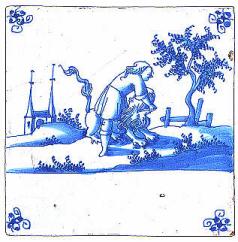 Eine l&auml;ndliche Szene in Delfter Blau