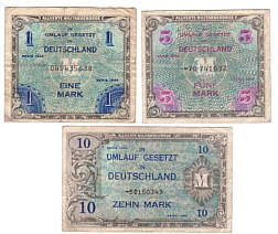 Geldscheine der Alliierten Besatzungszone aus den 40er Jahren