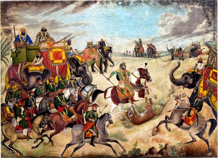 Tigerjagd in Jhajjar, Rohtak Distrikt, Punjab in Indien etwa 1820