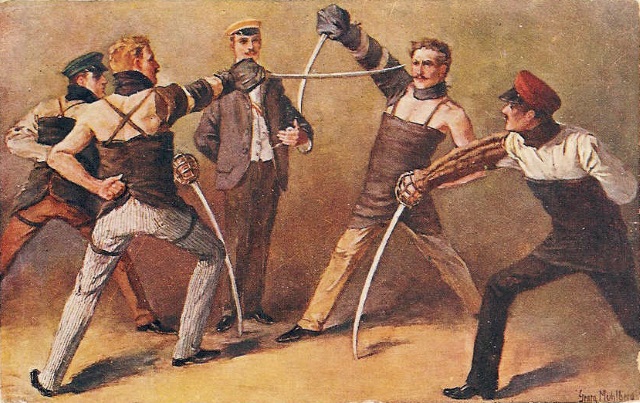 Georg Mühlberg – Studentisches Säbelduell um 1900
