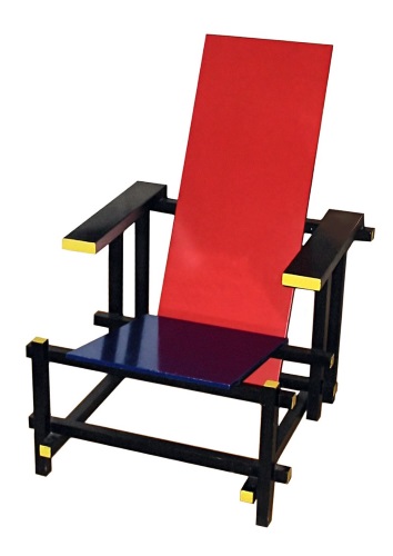 Designermöbel: "Red and Blue Chair" (1917), entworfen von Gerrit Rietveld