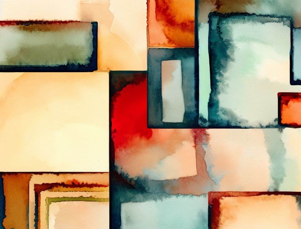 Von KI erzeugtes Aquarell im Stil von Piet Mondrian