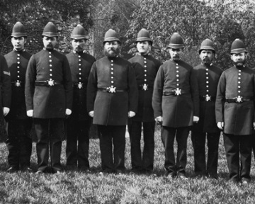 Gruppenportrt von Polizisten, Bury St. Edmunds, Suffolk, England, ca. 1900