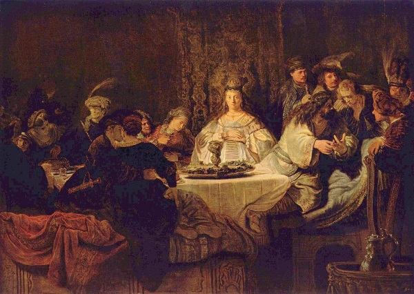 Rembrandt Gemlde von 1638, das Simsons Rtsel und Hochzeit darstellt