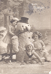 Fotopostkarte Deutsches Reich, 1913 mit Schneemann