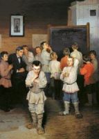 Rechenunterricht in einer russischen Schule auf Gemälde