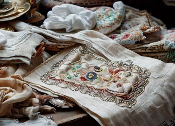 Alte und schön verzierte Wäsche für Sammler