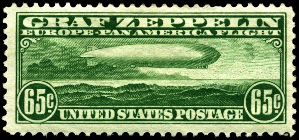 US Briefmarke, die den „Graf Zeppelin“ zeigt, aus dem Jahr 1930